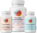 FullWell Women's Fertility Trio - Apoyo a la Concepción - Potenciador de Fertilidad, Multivitamínico Prenatal (Esencia de Limón) y Aceite de Pescado - 30 Dosis