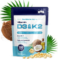 QVQ Vitamina D3 10000 UI + K2 (MK-7) 200 mcg, 300 Cápsulas blandas con aceite de coco virgen