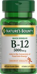 Nature's Bounty Vitamina B12 5000mcg – 40 Comprimidos de Disolución Rápida