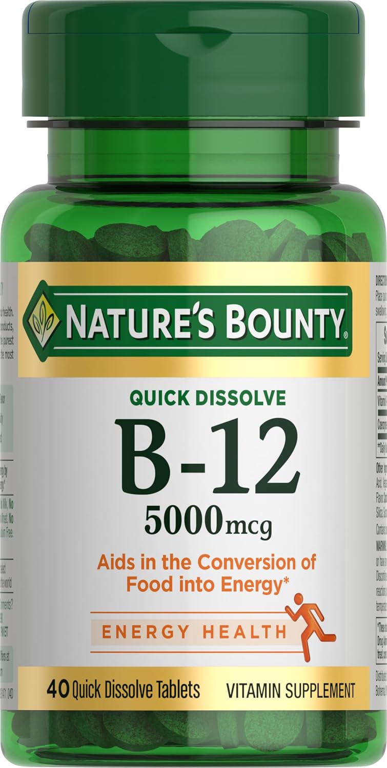 Nature's Bounty Vitamina B12 5000mcg – 40 Comprimidos de Disolución Rápida