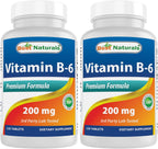 Best Naturals Vitamina B6 200 mg, 120 Comprimidos (Pack de 2)