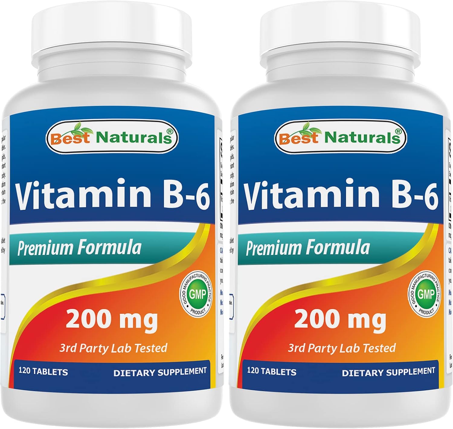 Best Naturals Vitamina B6 200 mg, 120 Comprimidos (Pack de 2)