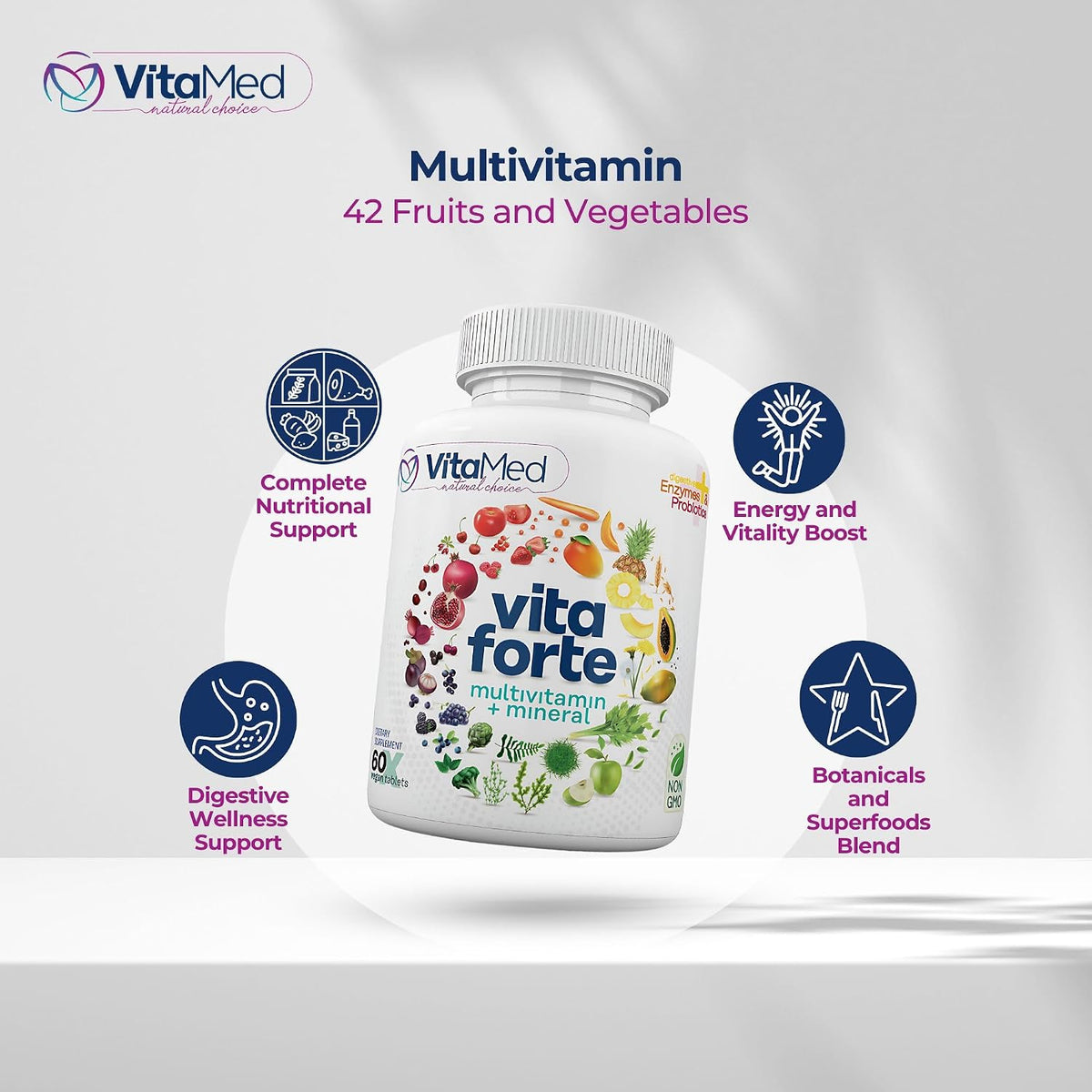 Vita Forte Multivitamínico Vegano con – Fórmula pura y certificada: Sin OGM, gluten, lácteos, soja ni rellenos – Image 4