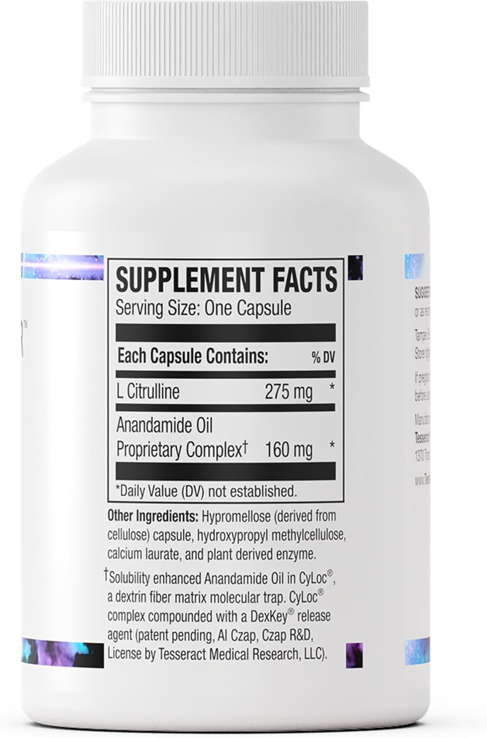 Tesseract Medical Research AnaQuell QR, Alivio del Estrés y Apoyo al Estado de Ánimo, L-Citrulina y Anandamida, 90 Cápsulas