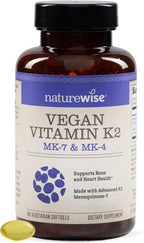 NatureWise Vitamina K2 600 mcg con MK-7 100 mcg y MK-4 500 mcg - Fórmula Mejorada de Biodisponibilidad - Complejo K para la Salud Ósea y Cardíaca - Vegano, Sin Gluten, No-GMO - 180 Cápsulas Blandas (Suministro para 6 Meses)