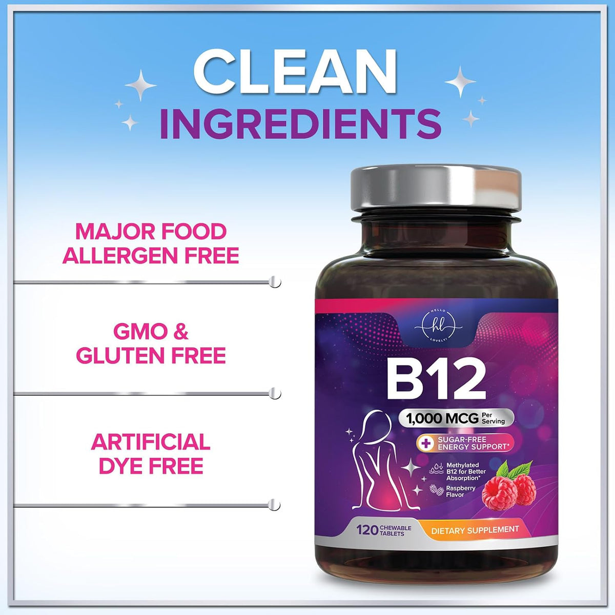 Hello Lovely! Vitamina B12 1000 mcg – La formación normal de glóbulos rojos – Image 4