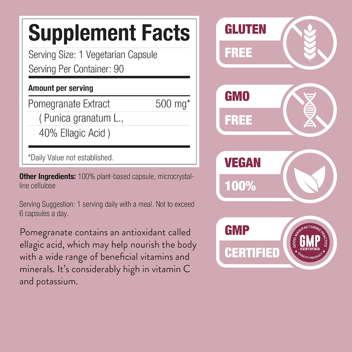 Nature Restore Granada Extract, Standardized to 40% Ellagic Acid, 500mg, 90 Capsules