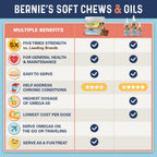 Bernie's OMG! Omega Masticables para Perros - 5X Extra Fuerza DHA+EPA, Aceite de Pescado, Piel y Pelaje Saludables, Alivio de Alergias, Suplemento Articular (Sabor Salmón)