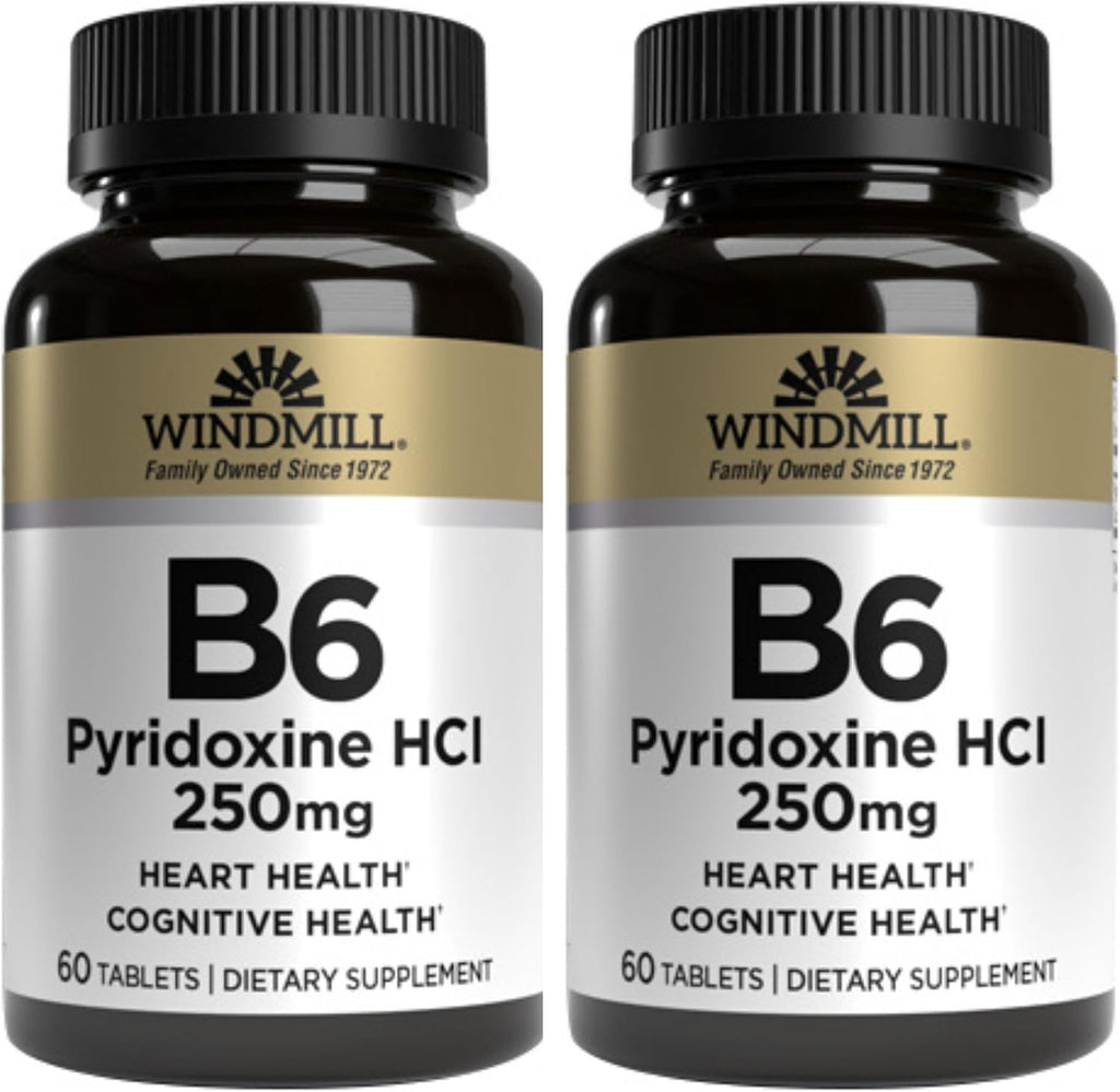 Windmill Vitamina B-6 250 mg Comprimidos - Paquete de 2 (120 Comprimidos)