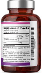 biophix Vitamina K2 MK-4 100 mcg 200 Cápsulas con Alfalfa - Huesos Fuertes y Salud Inmunitaria