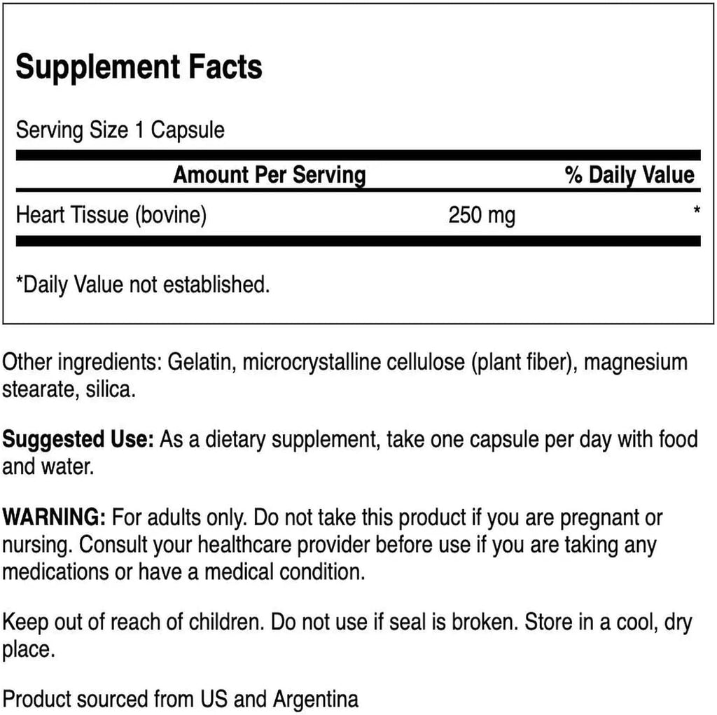 Swanson Raw Heart Glandular 250 mg 60 Cápsulas