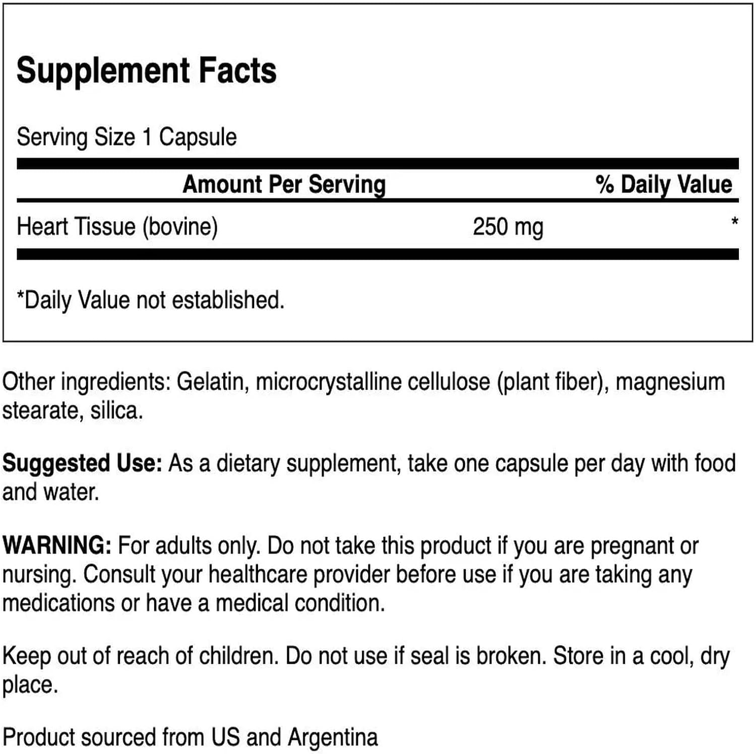 Swanson Raw Heart Glandular 250 mg 60 Cápsulas