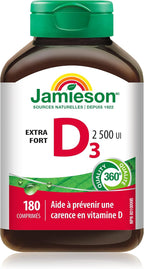 Jamieson Extra Strength Vitamina D3 2.500 IU, 180 comprimidos
