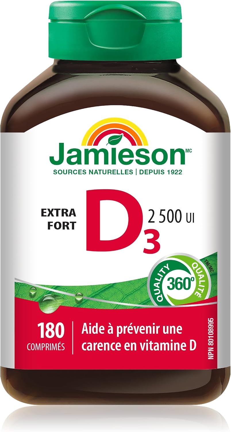 Jamieson Extra Strength Vitamina D3 2.500 IU, 180 comprimidos