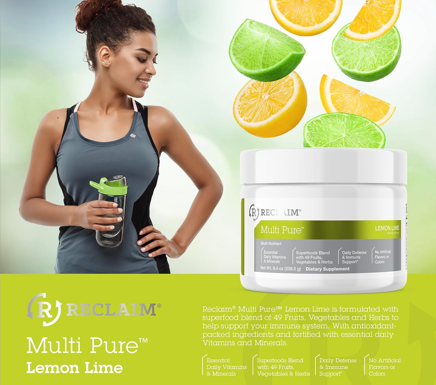 Reclaim Multi Pure Lemon Lime - Mezcla Multivitamínica y Mineral en Polvo