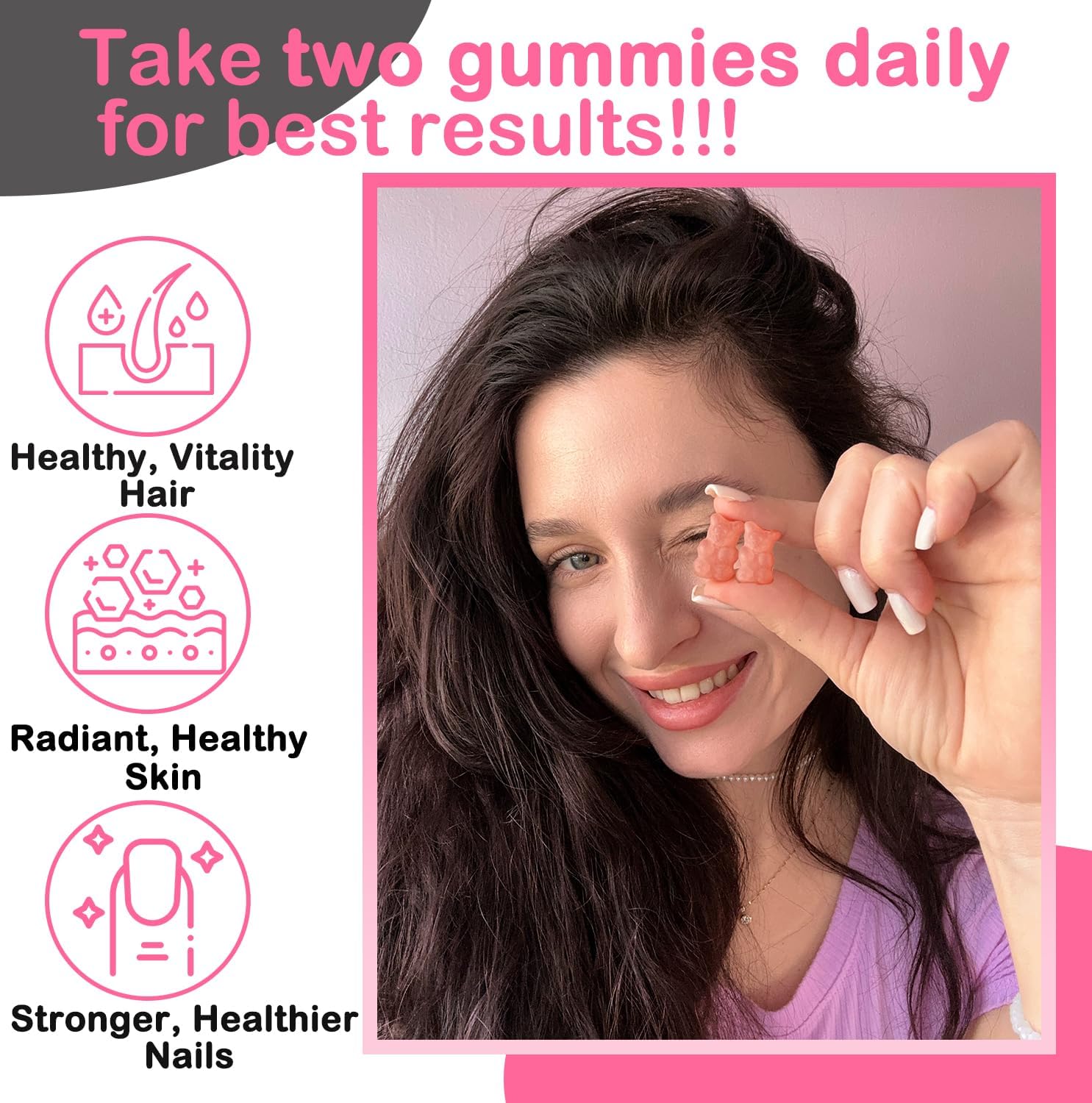 VEGEPOWER Gominolas de Biotina 10000mcg Veganas para el Mantenimiento del Cabello, Piel y Uñas