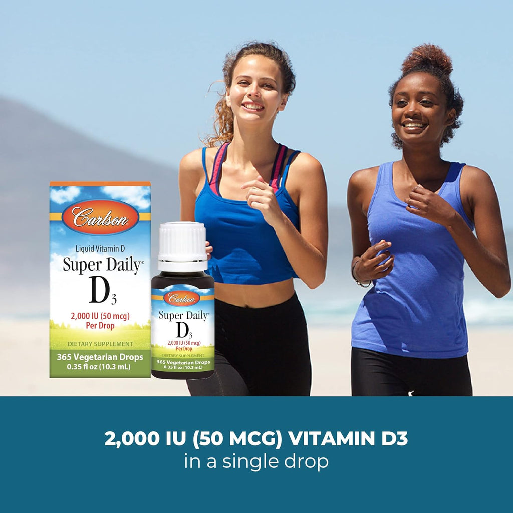 Carlson - Super Daily D3, Gotas de Vitamina D3, 2000 IU por Gota, 365 Gotas