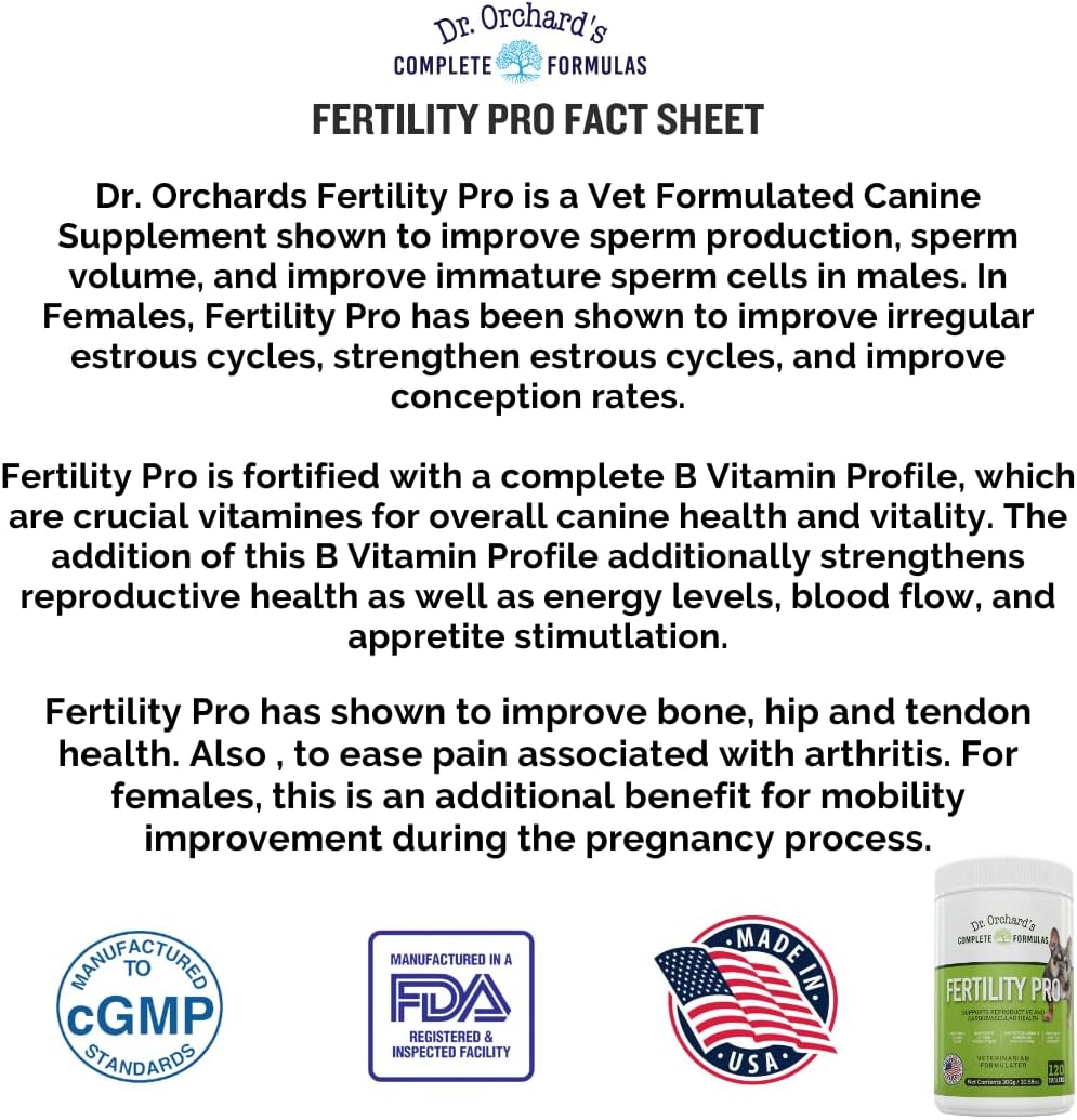 Dr. Orchard's Fertility Pro para Perros - Formulado por Veterinarios - 120 Comprimidos