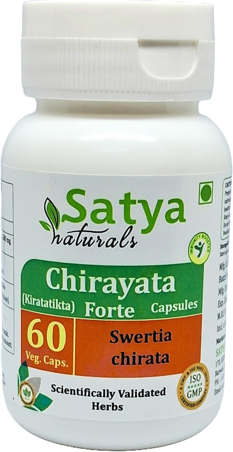 Chirayata Forte - Extracto de Swertia Chirata (Kiratatikta) 500 mg - 60 Cápsulas Vegetarianas