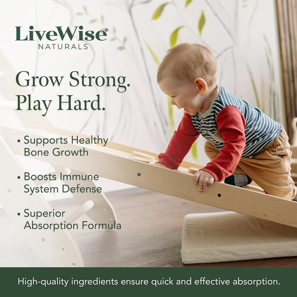 Live Wise Naturals Gotas Orgánicas de Vitamina D3 y K2 para Bebés (MK-7) - 225 Servicios
