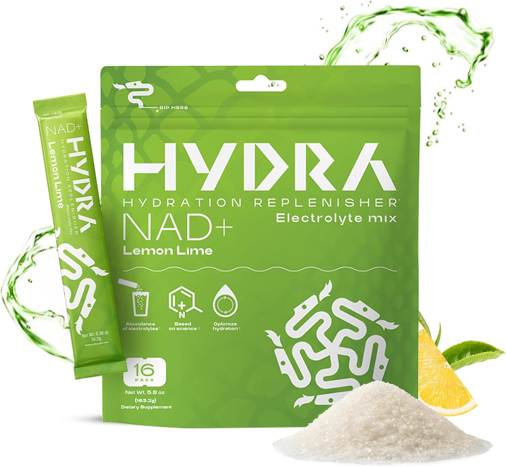 Hydra Powders NAD+ Nutrients Electrolyte Powder Packets - 16 Sobres Sabor Lima Limón