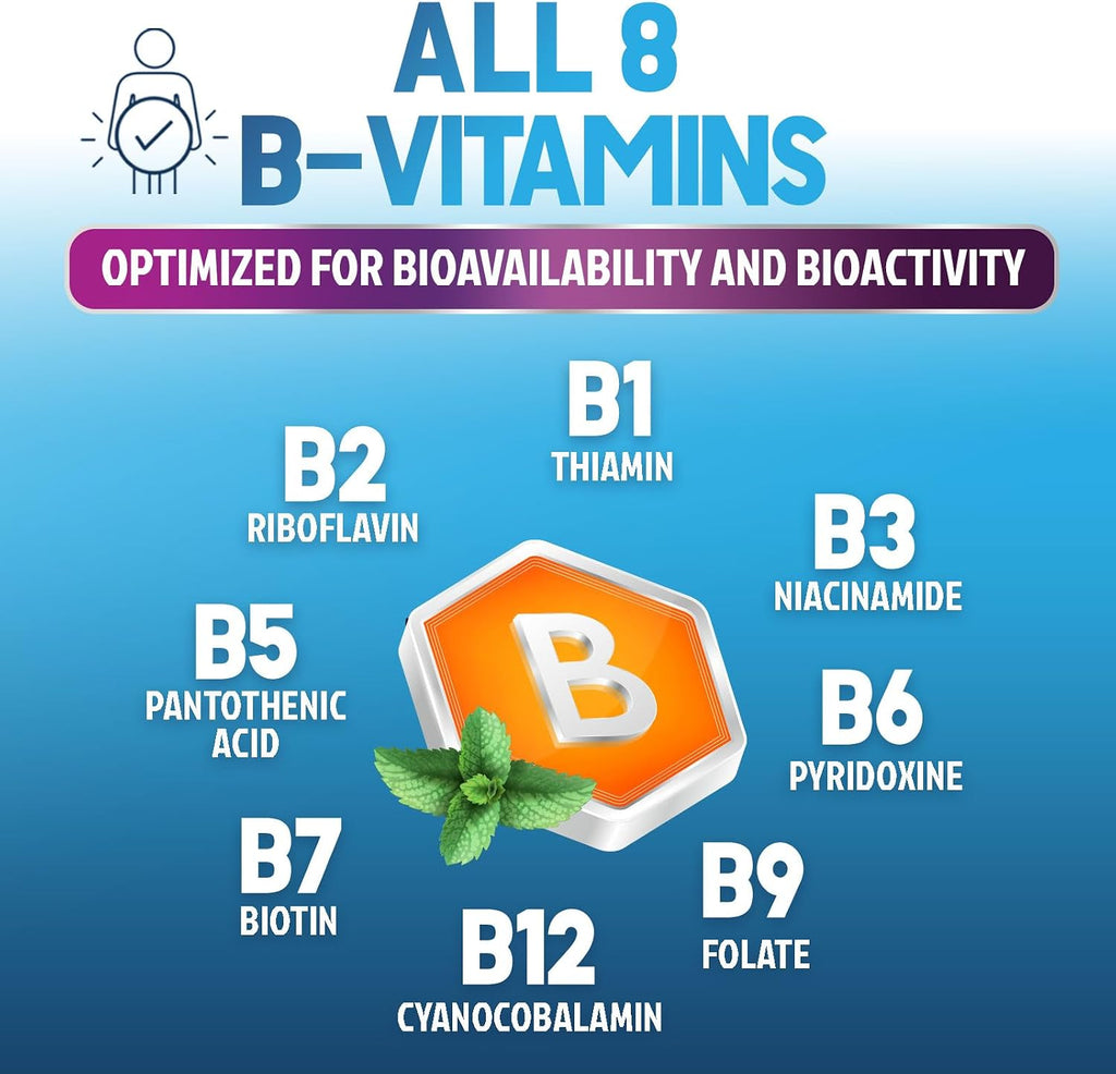 Complejo B-100 Completo con Vitaminas B12, B6, C, Biotina y Folato - 120 Cápsulas