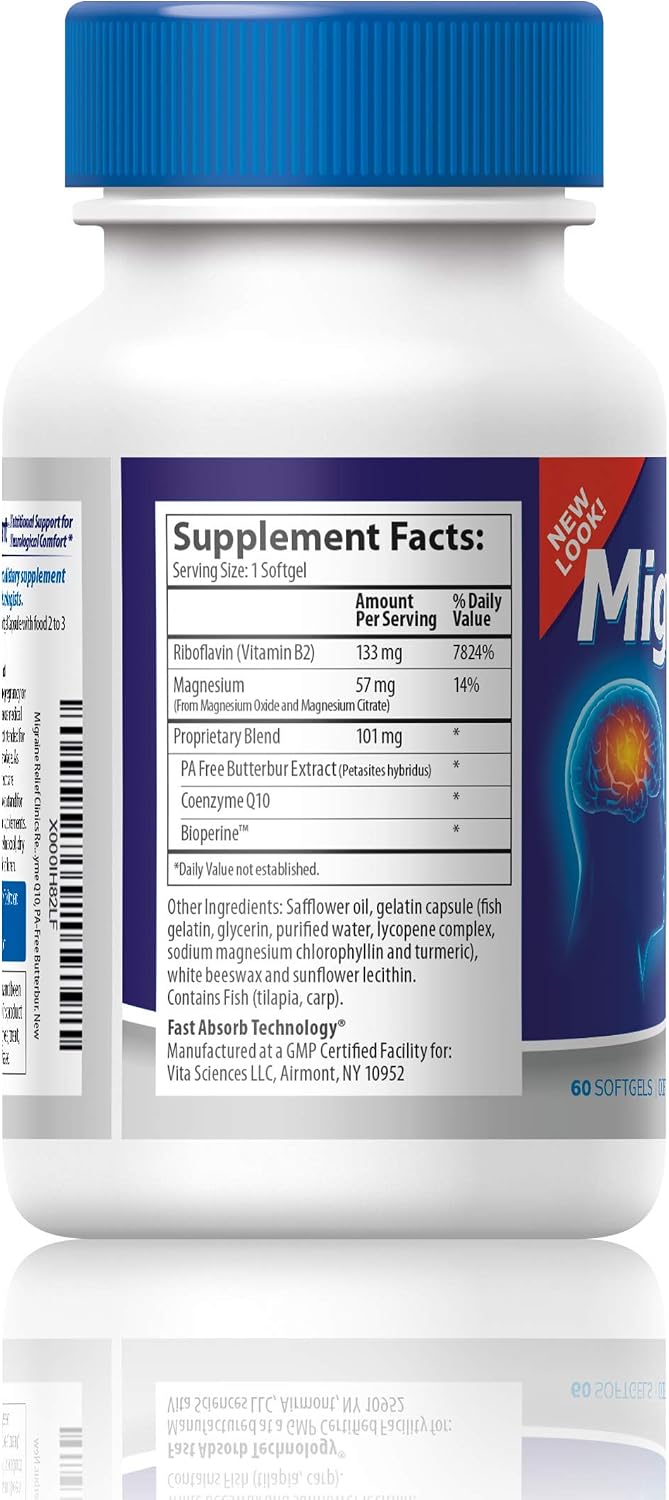 Vita Sciences Migravent – Fórmula Nutricional Avanzada con Magnesio, CoQ10, Vitamina B2 y Butterbur – 60 Cápsulas