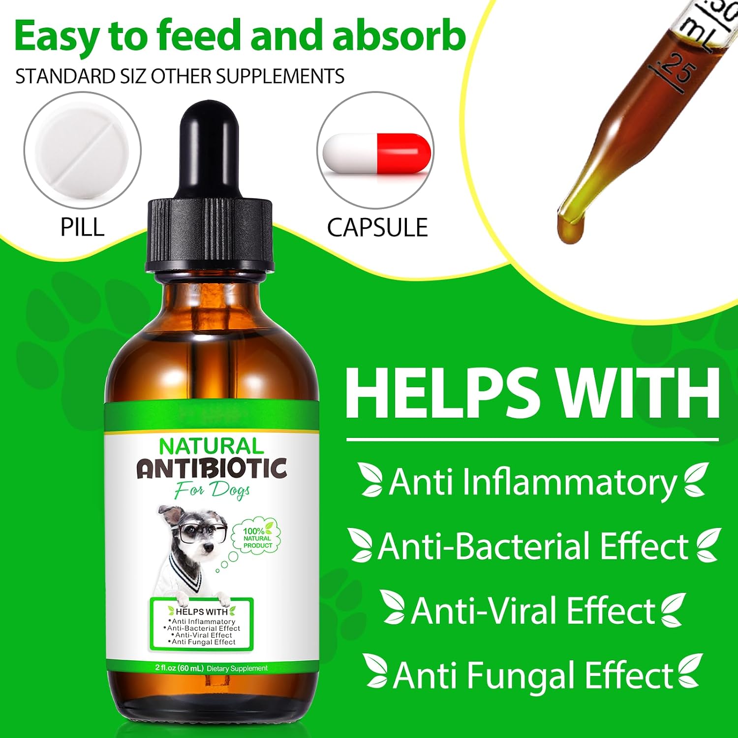 Antibióticos Naturales para Perros (2 Pack) - Suplemento Líquido a Base de Hierbas