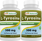 Best Naturals L-Tirosina 500 mg, 180 Cápsulas (2 Envases de 90)