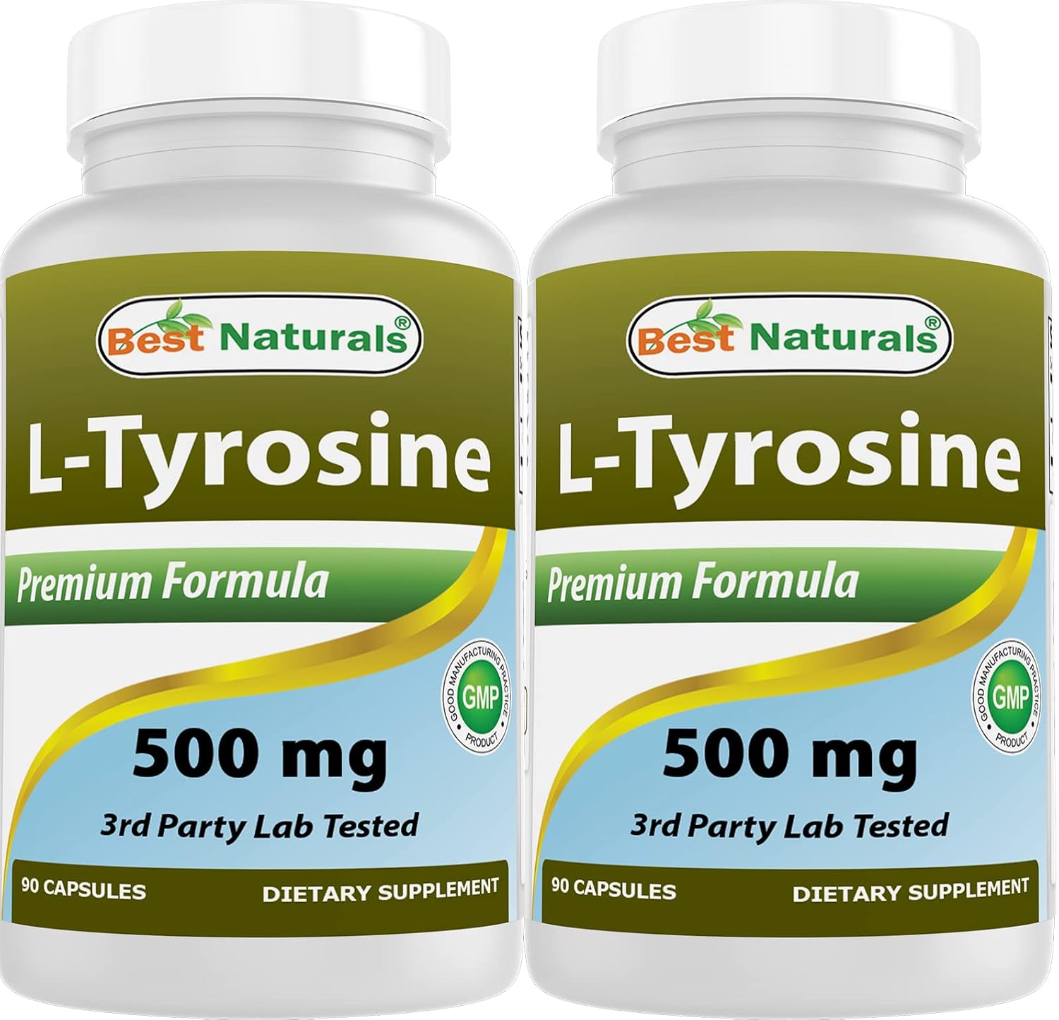 Best Naturals L-Tirosina 500 mg - 90 Cápsulas (Pack de 3)