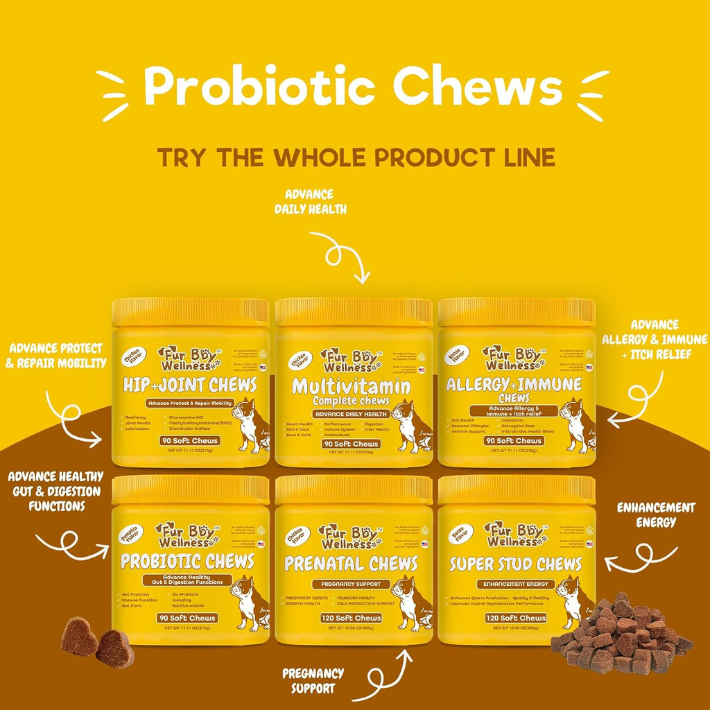 Probióticos Vet Strength para Perros - Alivio Digestivo e Inmunitario - Sabor Calabaza, 90 Masticables