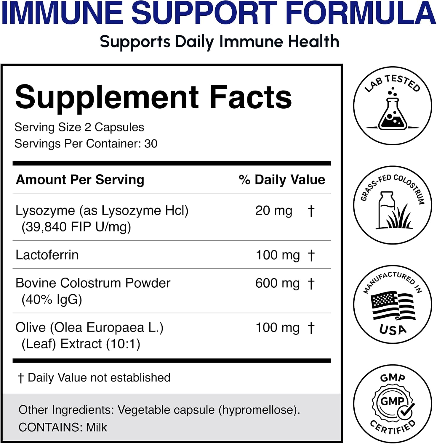 Oramune ImmunoCillin – Immune Supplement with Lactoferrin and Olive Extract, 60 Capsules