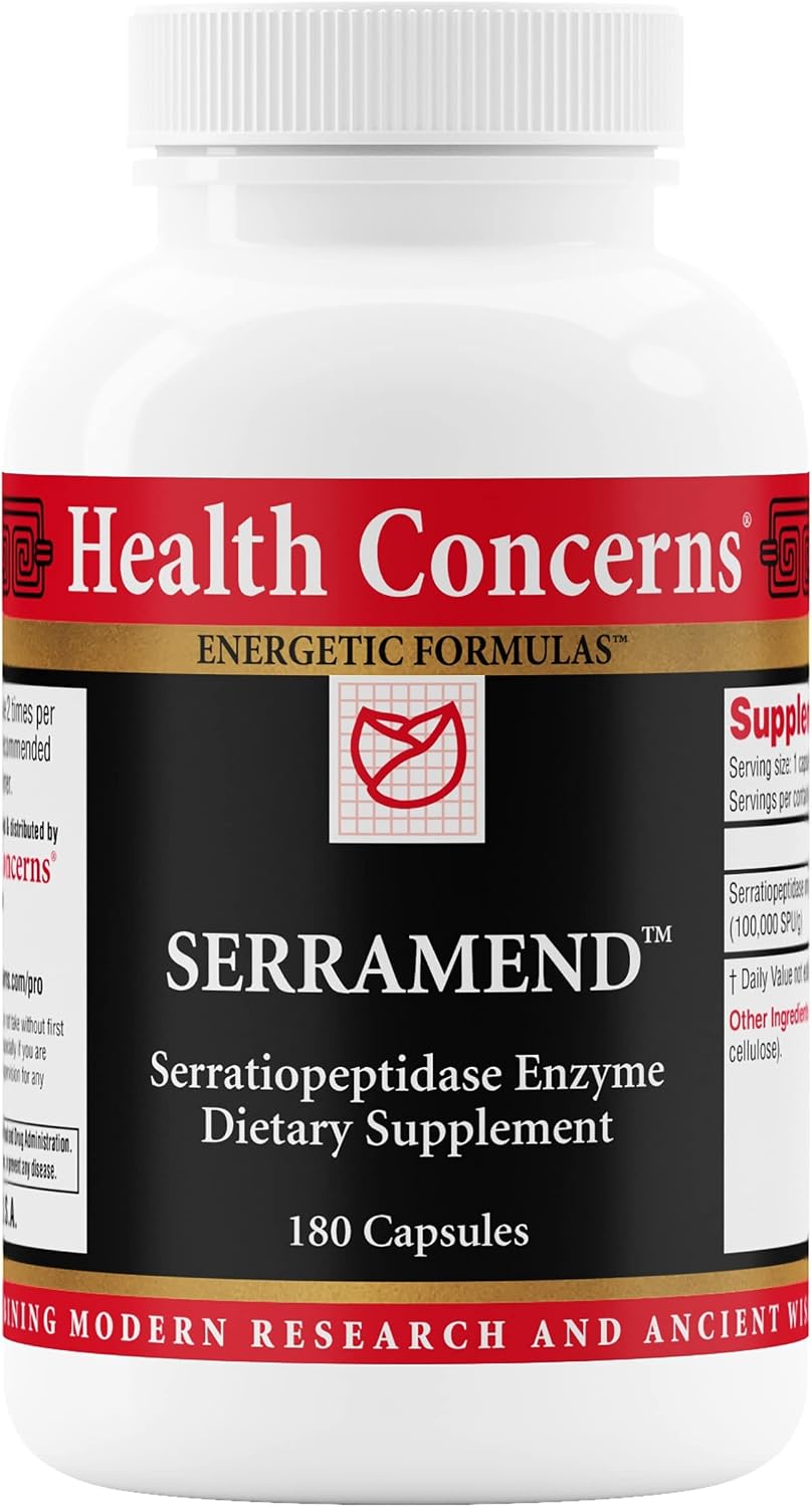 Health Concerns Serramend – Suplemento de Serrapeptasa para el Apoyo Inmunológico – Enzima Proteolítica – Circulación Sanguínea – 180 Cápsulas