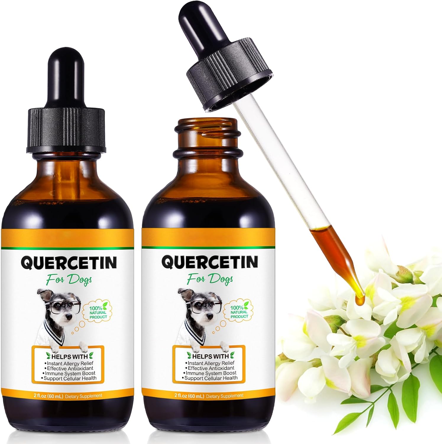 Quercetin para Perros en Gotas Líquidas, 60 ml (2 unidades)