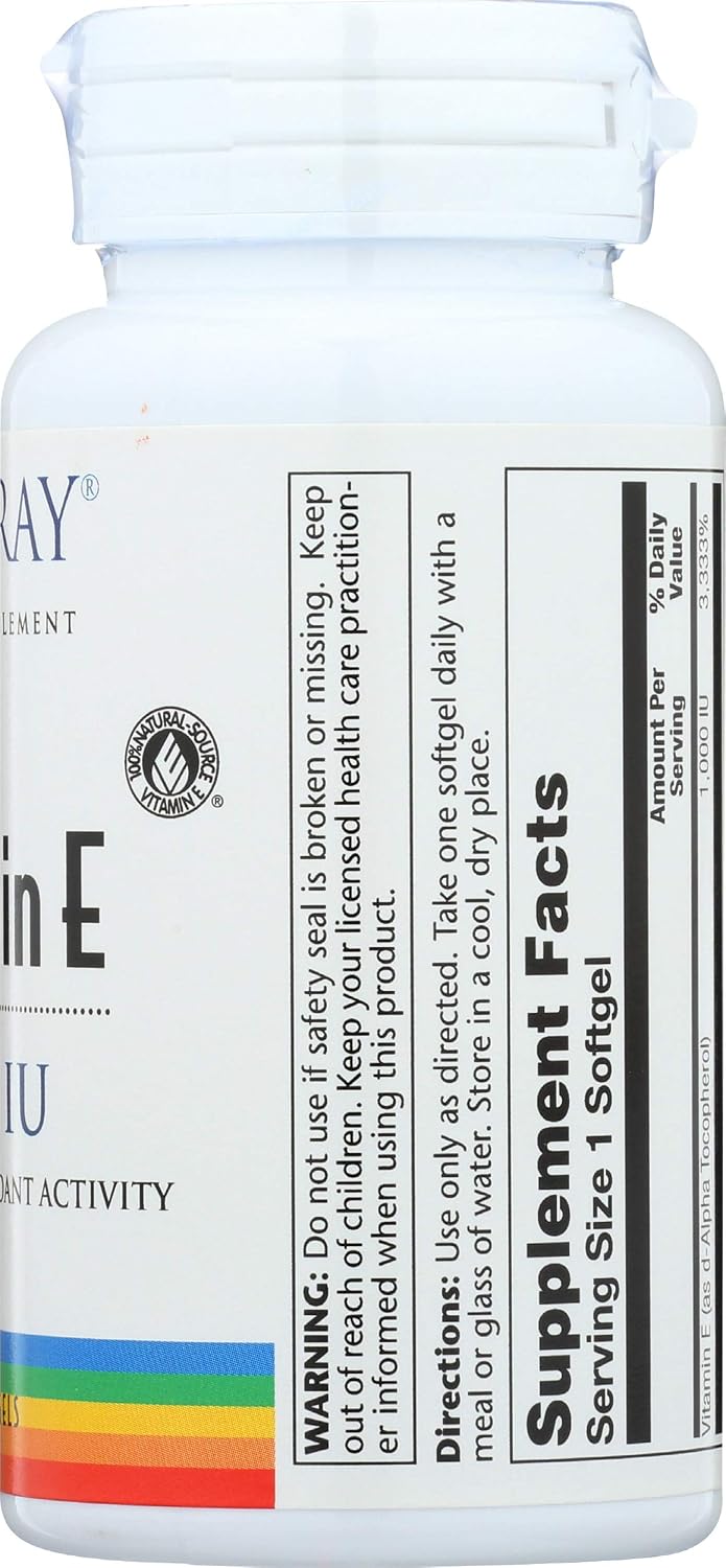 Solaray Vitamina E 1000 UI d-Alfa Tocoferol Natural - 60 Cápsulas