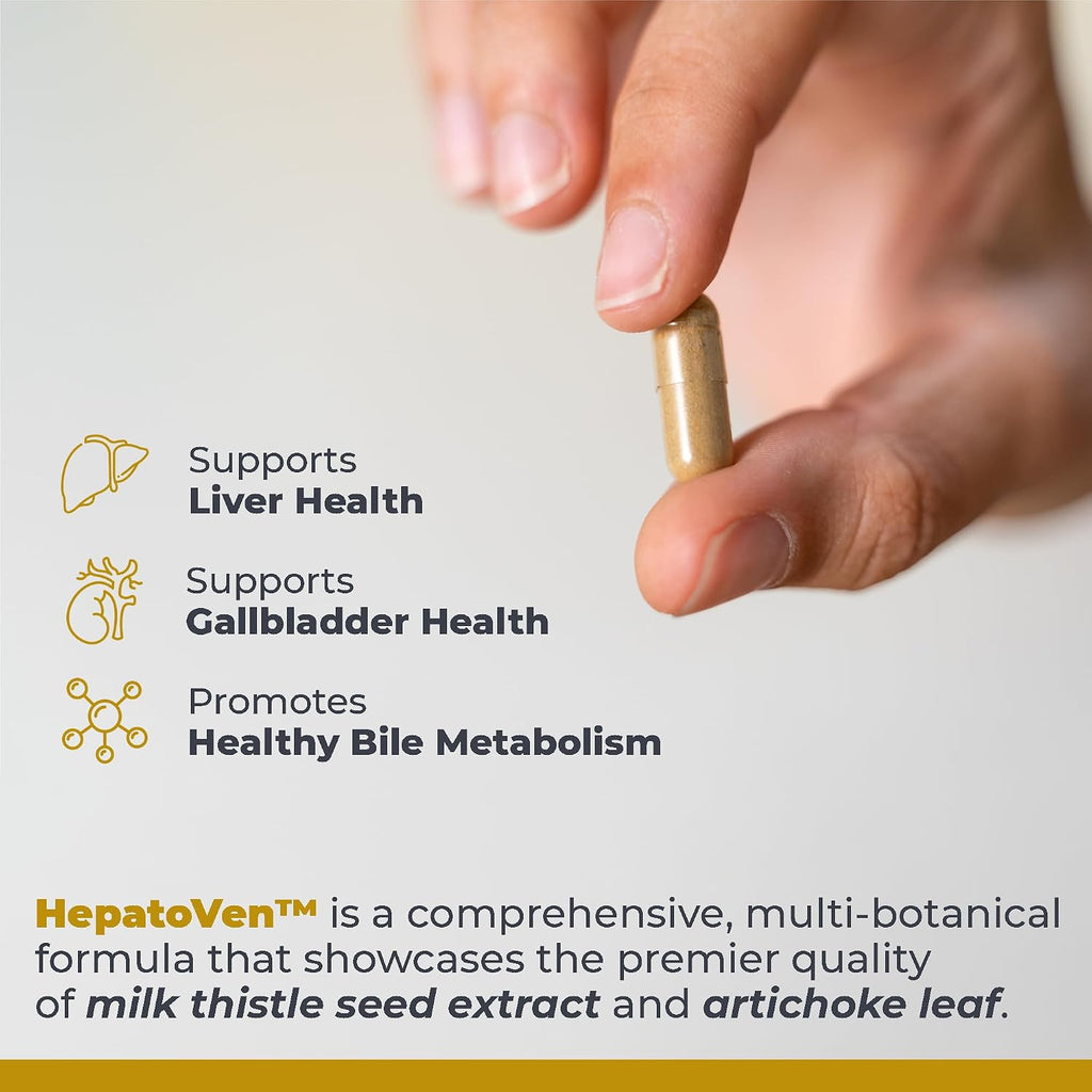 HepatoVen – Cardo Mariano y Alcachofa para el Hígado, 60 Cápsulas Vegetales