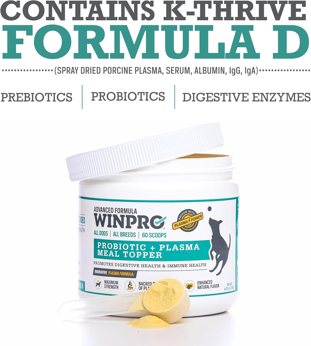 WINPRO Probiótico en Polvo para Perros - Complemento con Plasma, Prebióticos y Probióticos, 60 Dosis