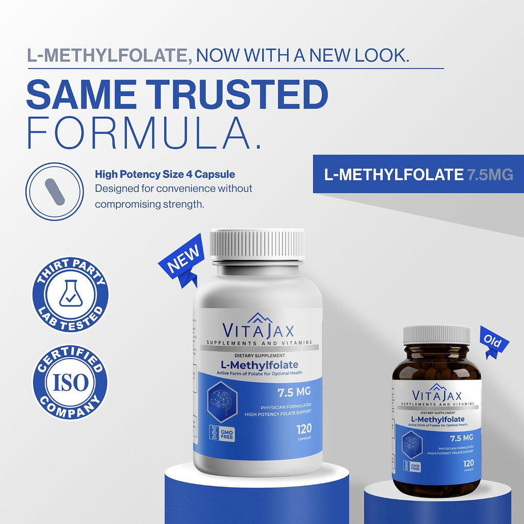 L-Methylfolate 7.5 mg, 120 cápsulas - Vitajax