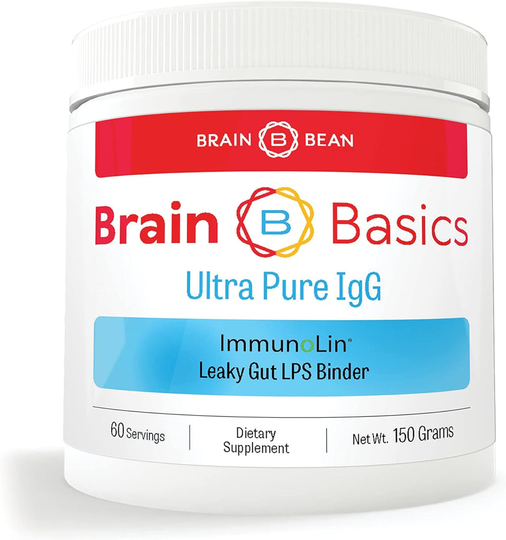 Brain Basics Ultra Pure IgG Supplement - Complemento de IgG Immunolin en Polvo, Sin Lácteos, con Vitaminas y Minerales, 150g, 60 Dosis