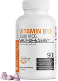 Bronson Vitamina B12 2500mcg, 90 Comprimidos Masticables Sabor Cereza - Sublingual de Rápida Absorción