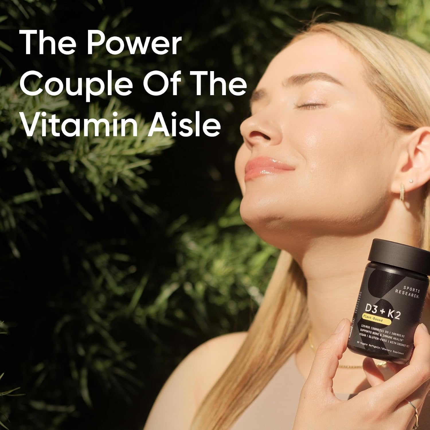 Sports Research Vitamina D3 + K2 Vegana 2500 UI + 100 mcg MK-7 - 60 Softgels