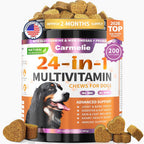 Carmelie Multivitamínico 24 en 1 para Perros - 200 Chewables con Glucosamina, Probióticos y Omega-3 - Sabor Pollo