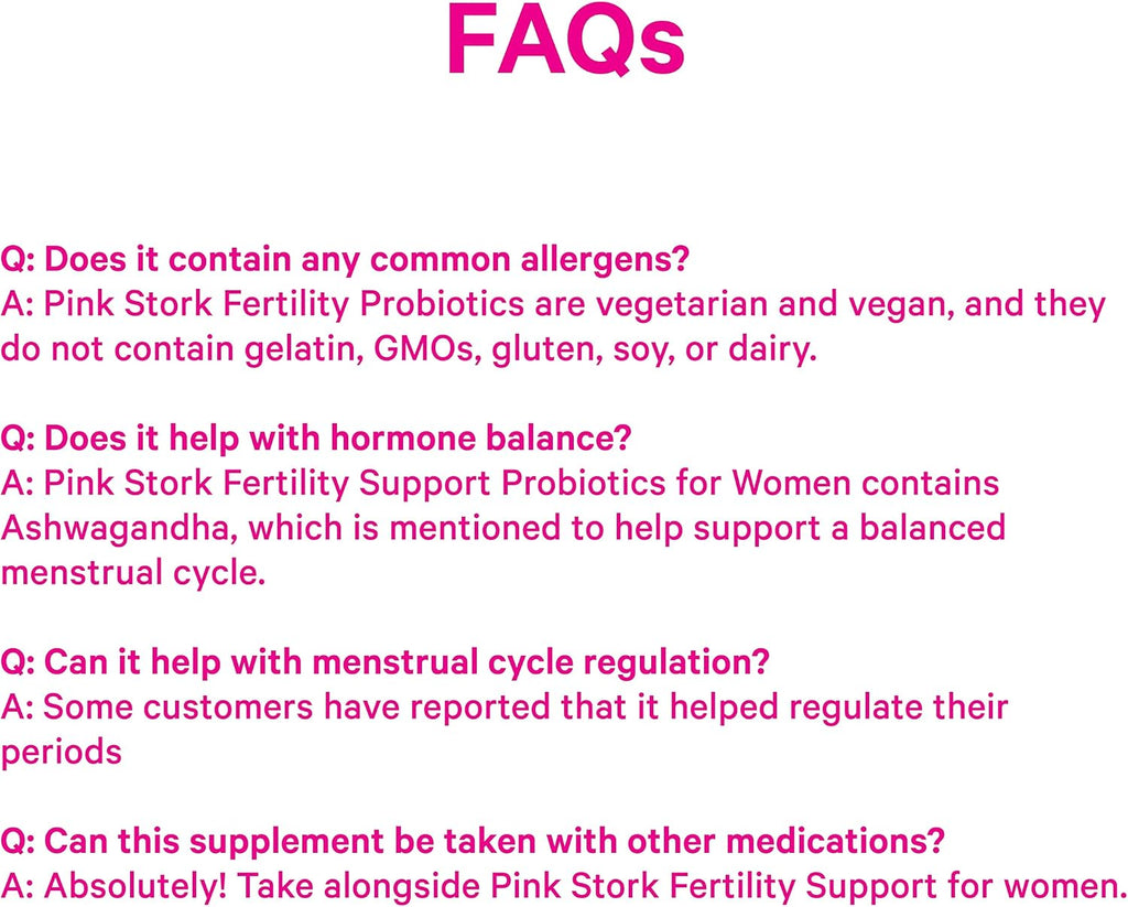 Pink Stork Probióticos de Fertilidad para Mujeres con Ashwagandha – 30 Cápsulas