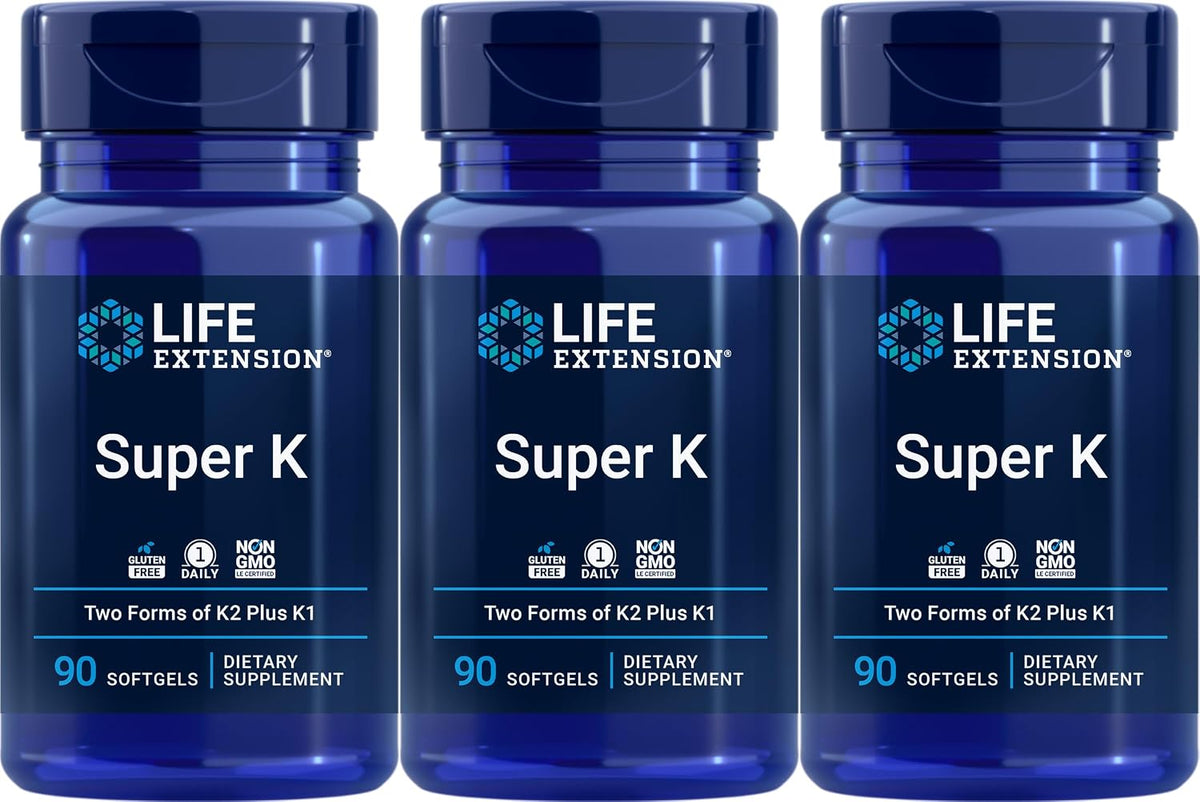 Life Extension Super K, 90 Cápsulas Blandas – La vitamina K contribuye a la coagulación sanguínea normal. – Image 1