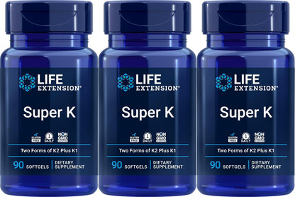 Life Extension Super K, 90 Cápsulas Blandas – La vitamina K contribuye a la coagulación sanguínea normal. – Image 1
