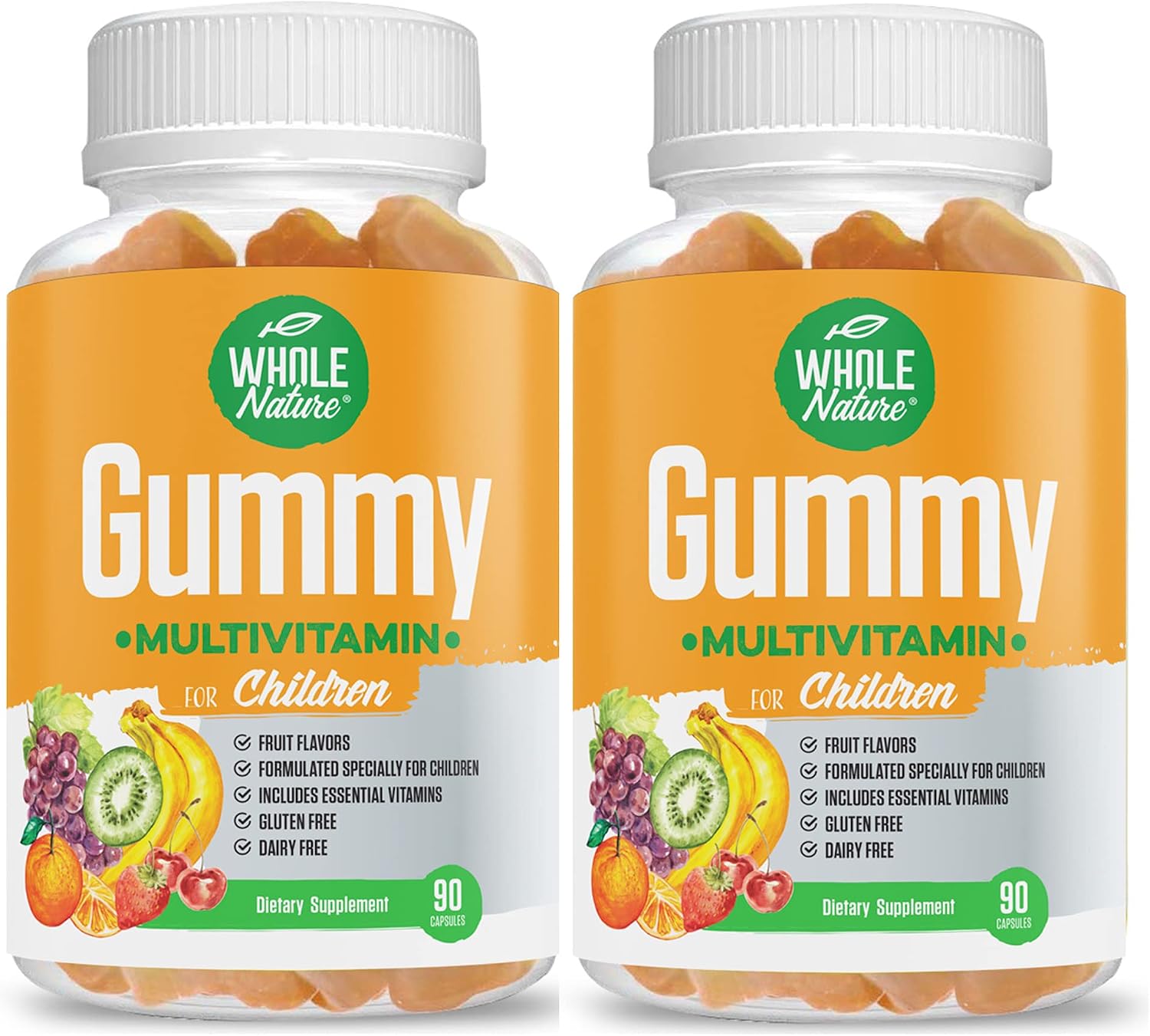 Whole Nature Kids Vitamins - Multivitamínico Completo en Gominolas para Niños, 90 unidades