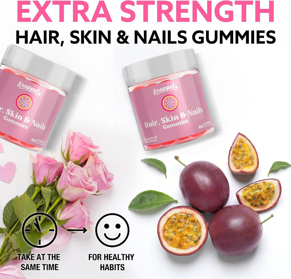 Gominolas de Biotina 10.000 mcg para Cabello, Piel y Uñas - Droppels