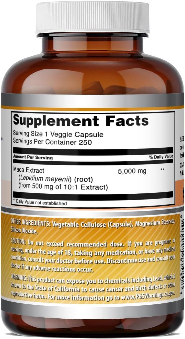 Amazing Formulas Maca 500 mg Extracto (10:1) | Cápsulas Vegetales | 250 Cápsulas