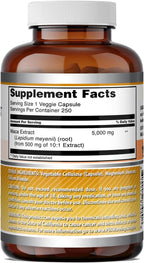 Amazing Formulas Maca 500 mg Extracto (10:1) | Cápsulas Vegetales | 250 Cápsulas
