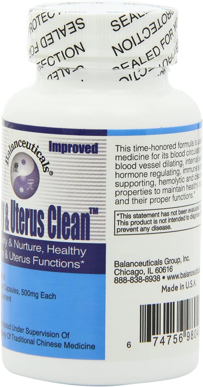 Balanceuticals Ovary & Uterus Clean, 500 mg Cápsulas, Suplemento Dietético, 60 cápsulas por envase (Paquete de 2)